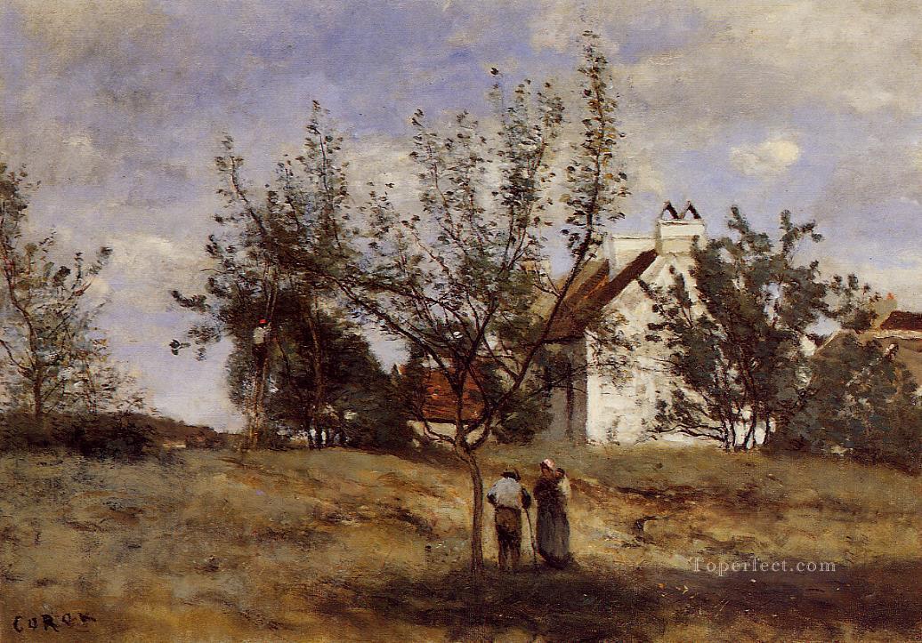 An Orchard at Harvest Time plein air Romanticism Jean Baptiste Camille Corot Oil Paintings